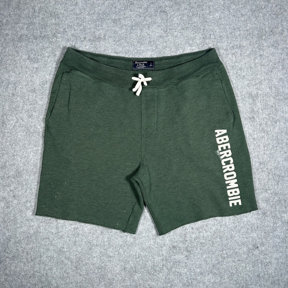 Abercrombie & Fitch sweat Shorts Mens Large Green Logo Fleece Lounge